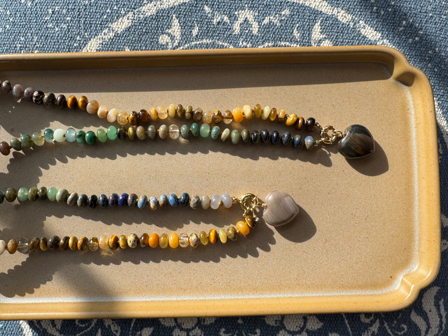 Natural Gemstones Heart Pendants