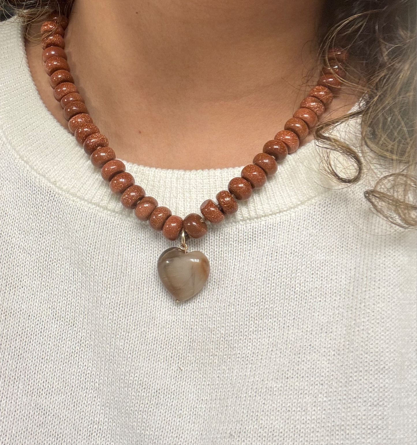 Natural Gemstones Heart Pendants