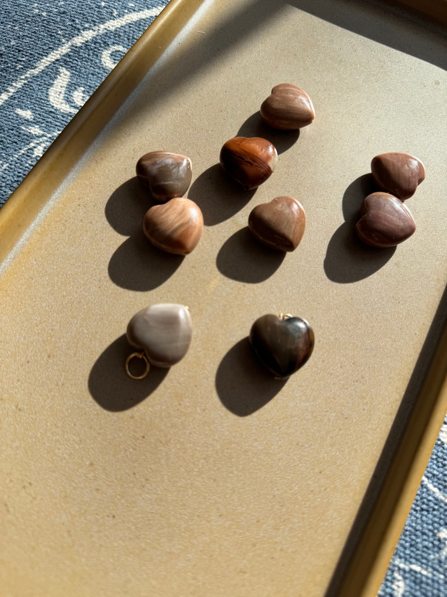 Natural Gemstones Heart Pendants