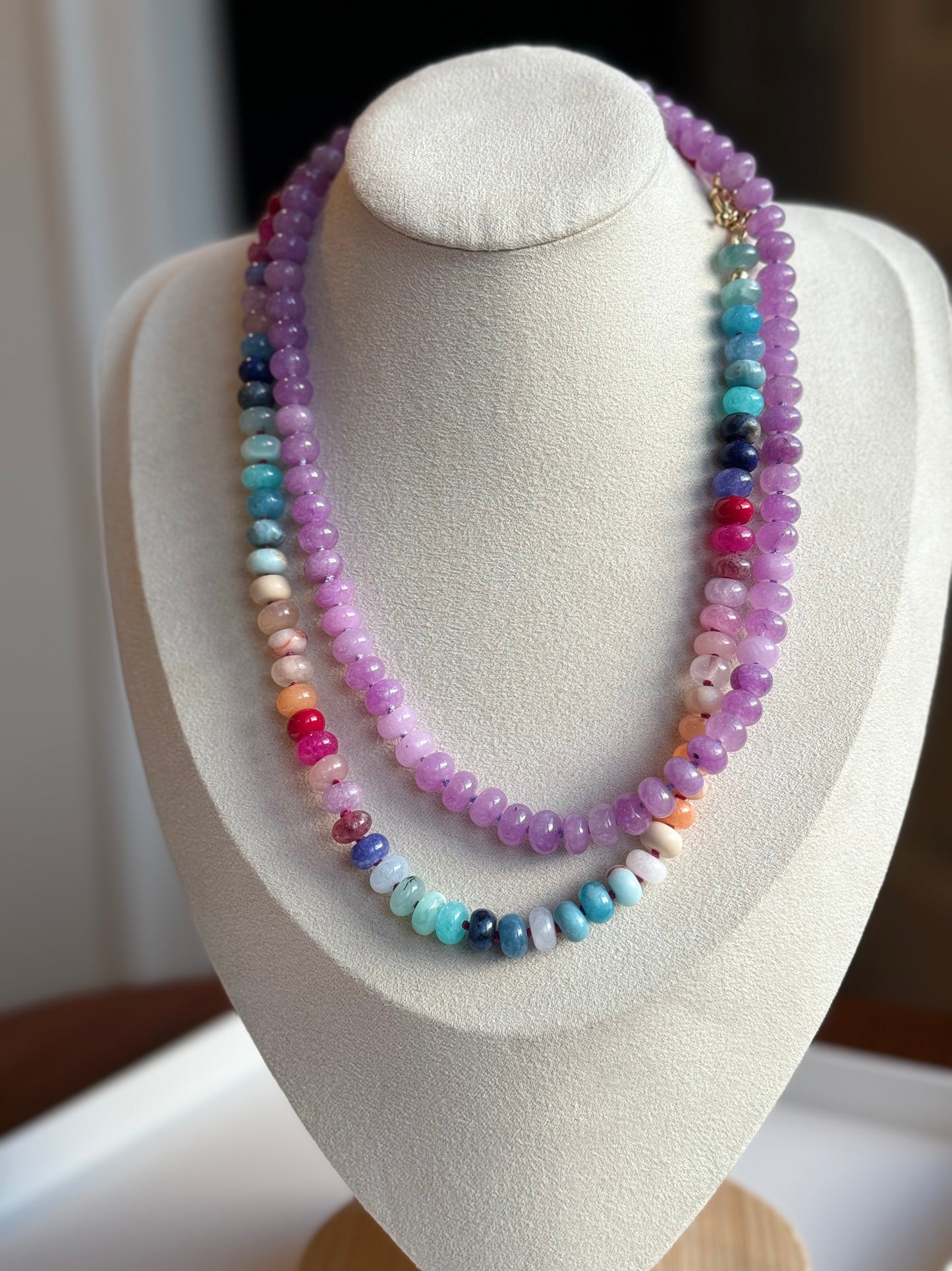 Sammy - Lavendar Jade Hand-knotted Gemstone Necklace