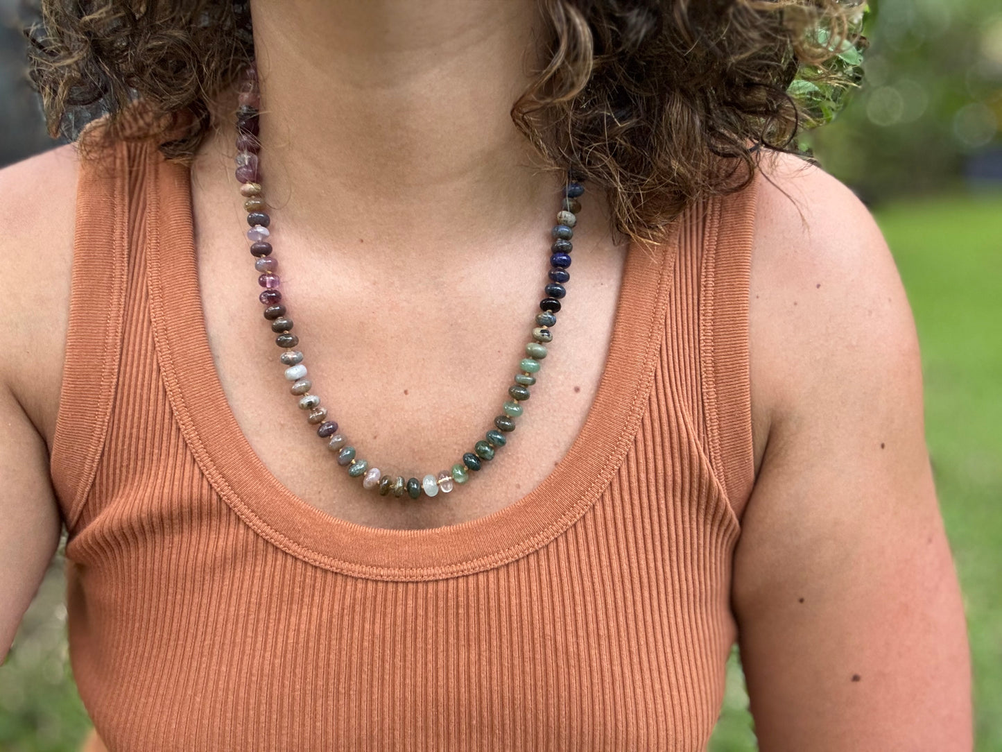 Terra Necklace - Hand-knotted Mixed Gemstones