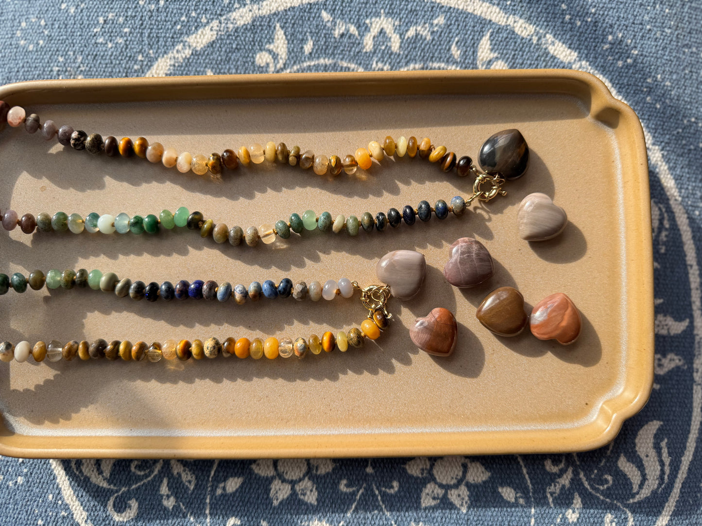Natural Gemstones Heart Pendants