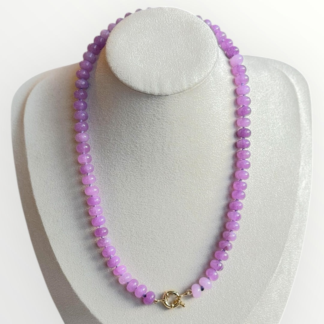 Sammy - Lavendar Jade Hand-knotted Gemstone Necklace