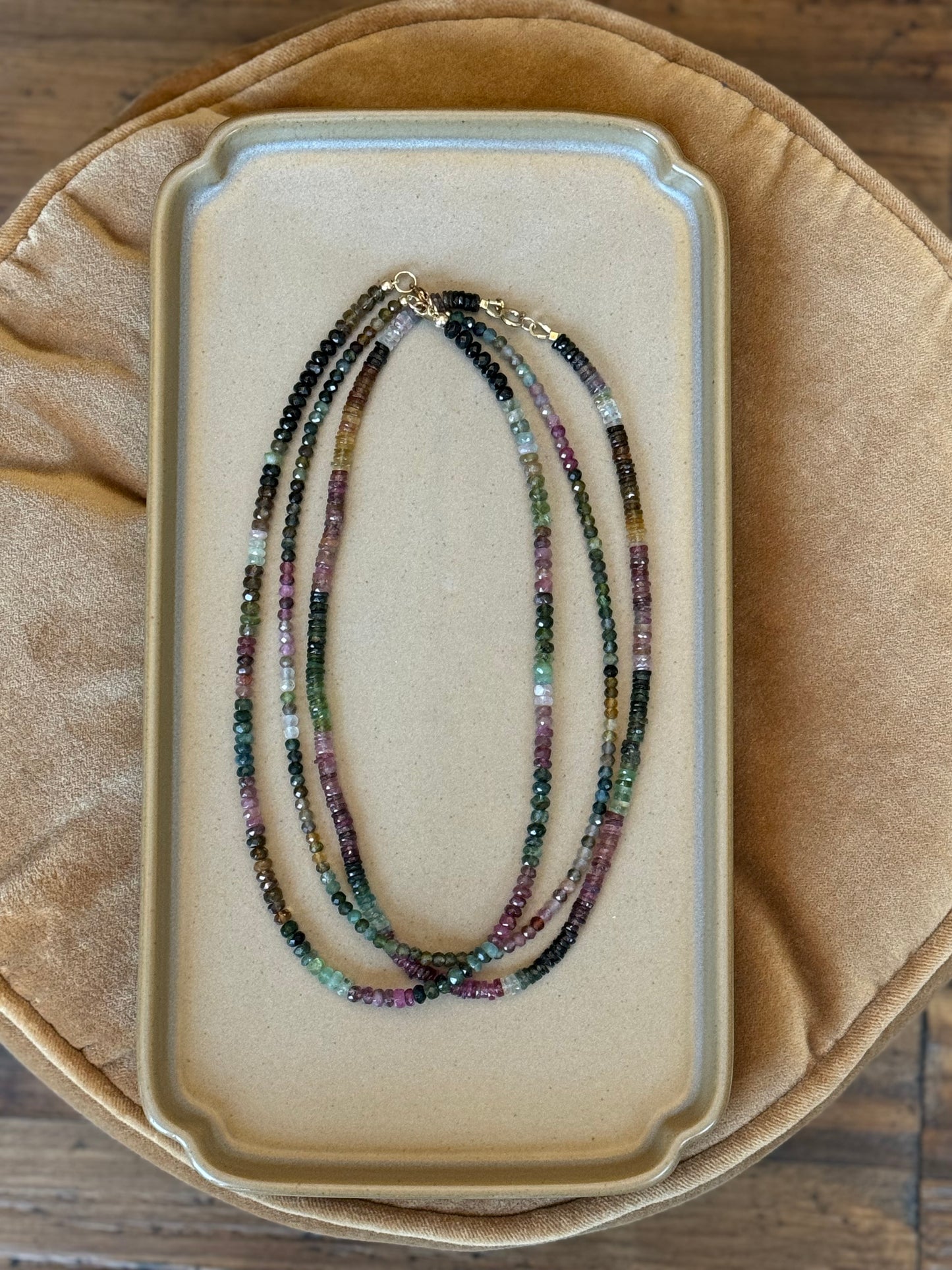 Aanya Necklace - Tourmaline Heishi 14K Gold Filled