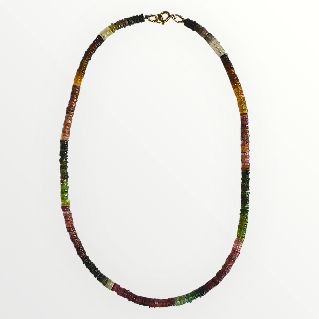 Aanya Necklace - Tourmaline Heishi 14K Gold Filled