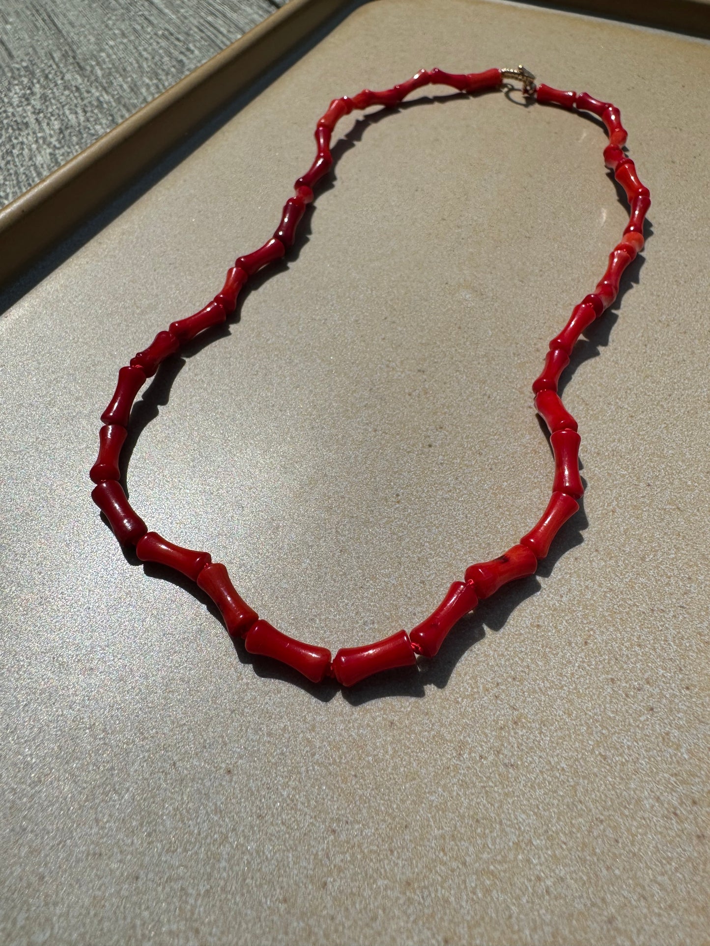 Sonja - Coral Necklace, Knotted in Silk Thread, 14K Gold Filled
