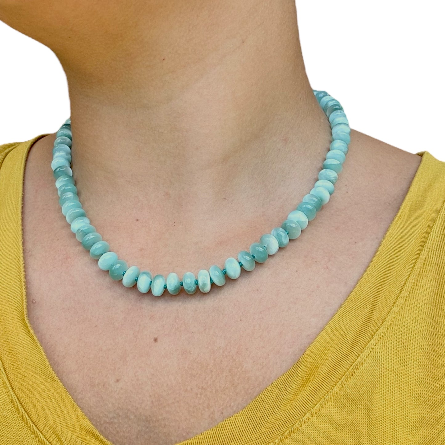 Charlotte - Green Moonstone Necklace, Natural Gemstones, Hand-knotted