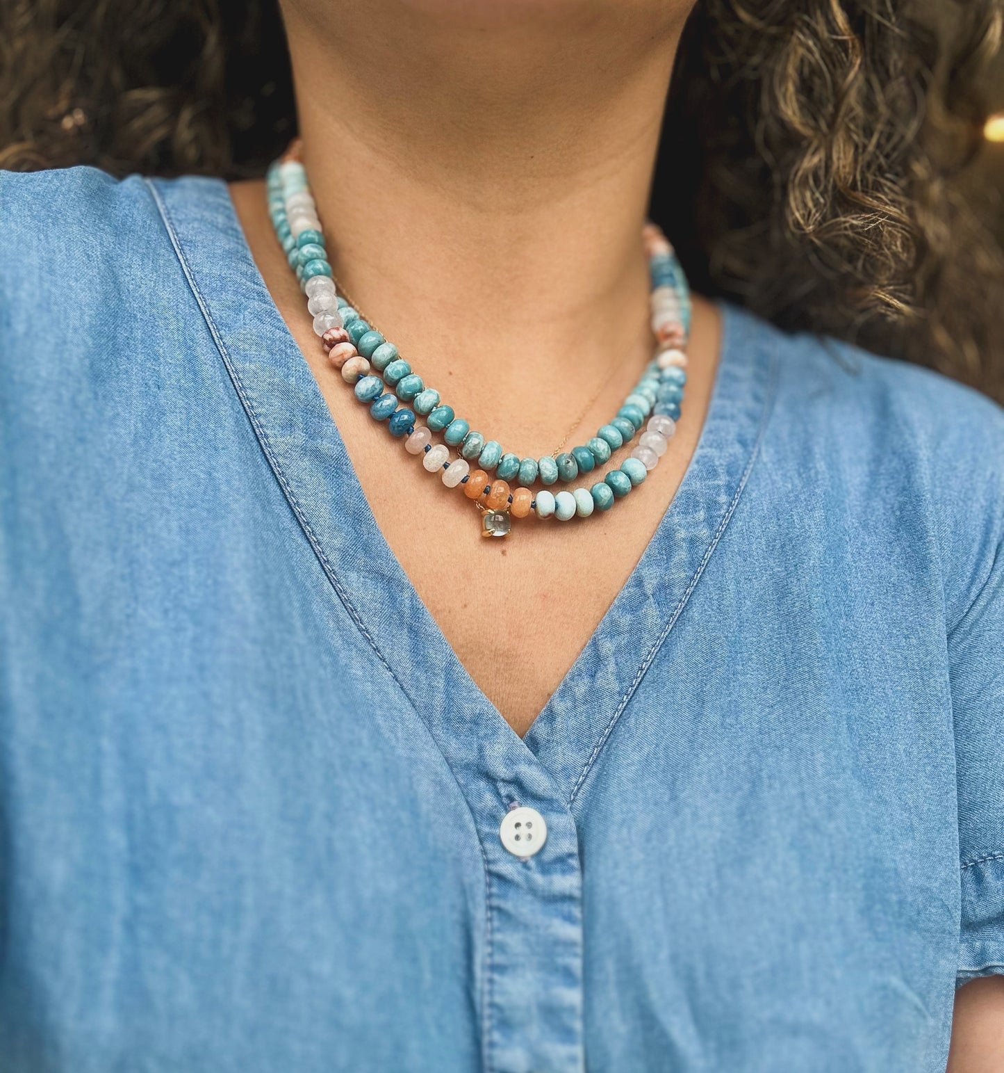 Bella Necklace - Mixed Beads Gemstones Hand-knotted