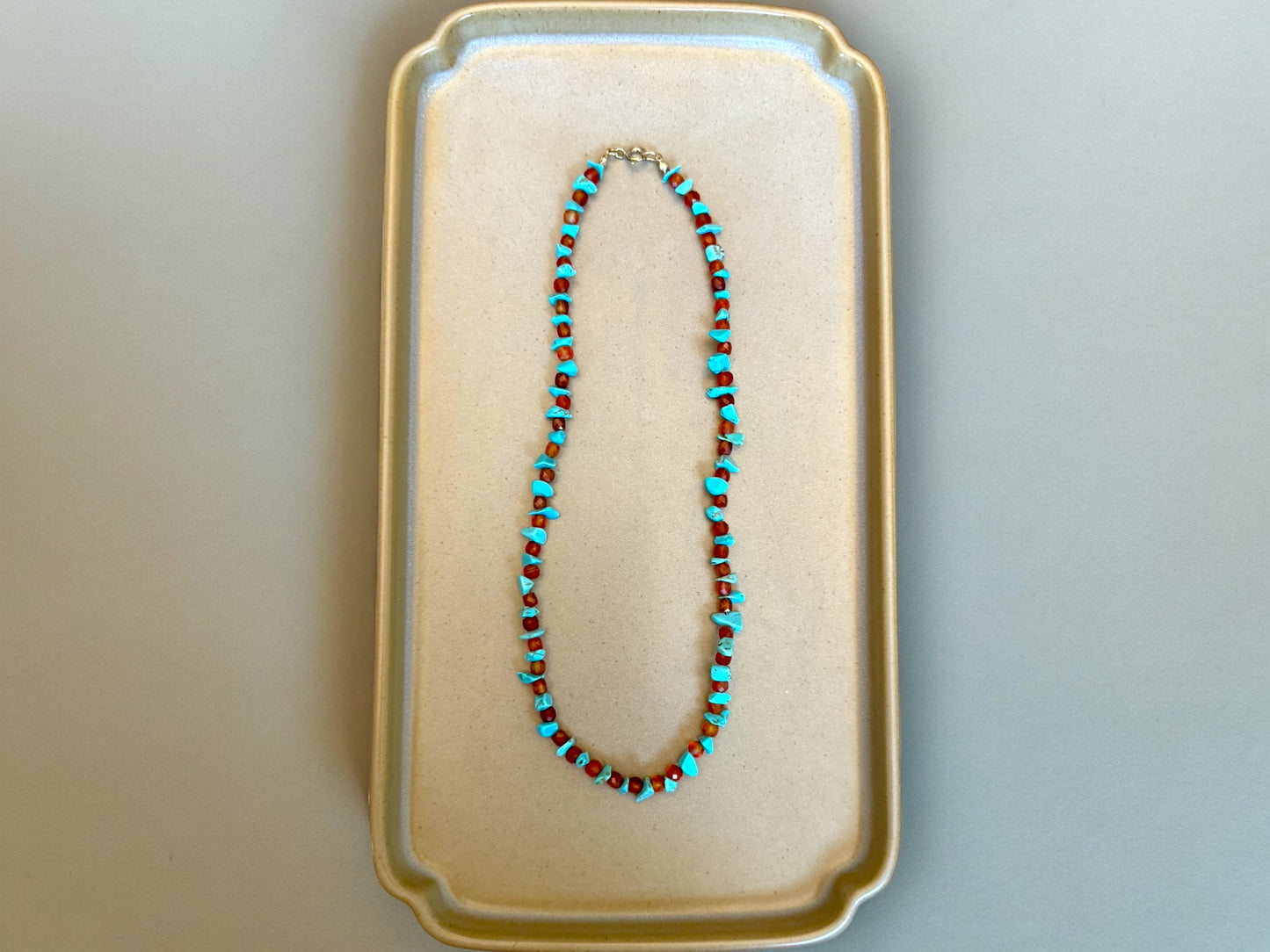 Cintia Necklace - Carnelian & Turquoise or Pearl & Carnelian