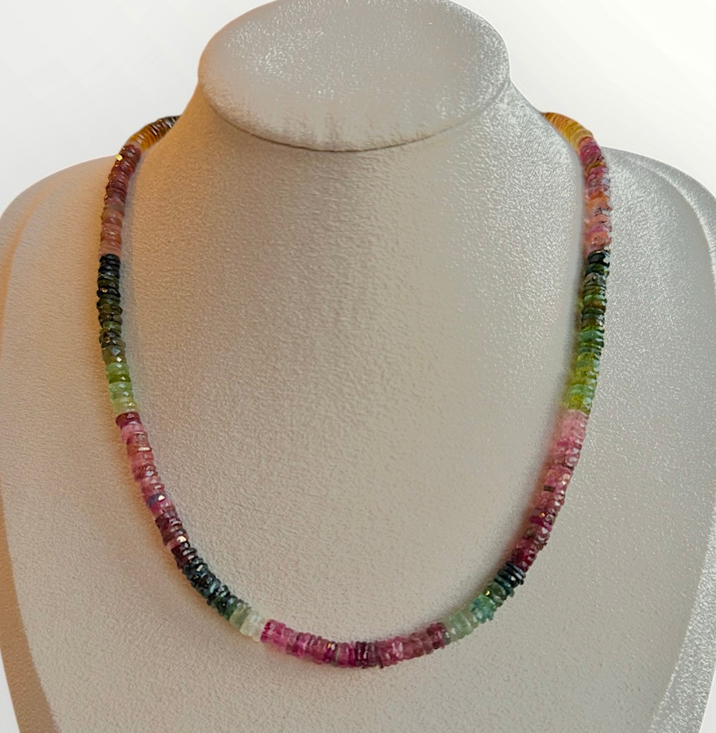 Aanya Necklace - Tourmaline Heishi 14K Gold Filled