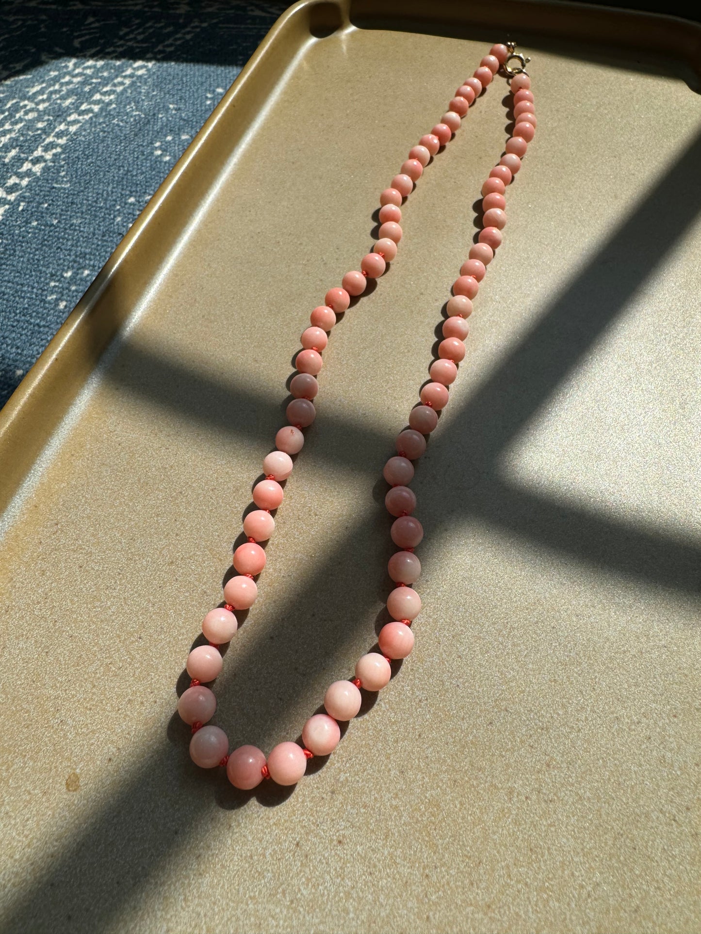Lucy - Coral Necklace, Natural Gemstone, Silk Thread, Hand knotted.