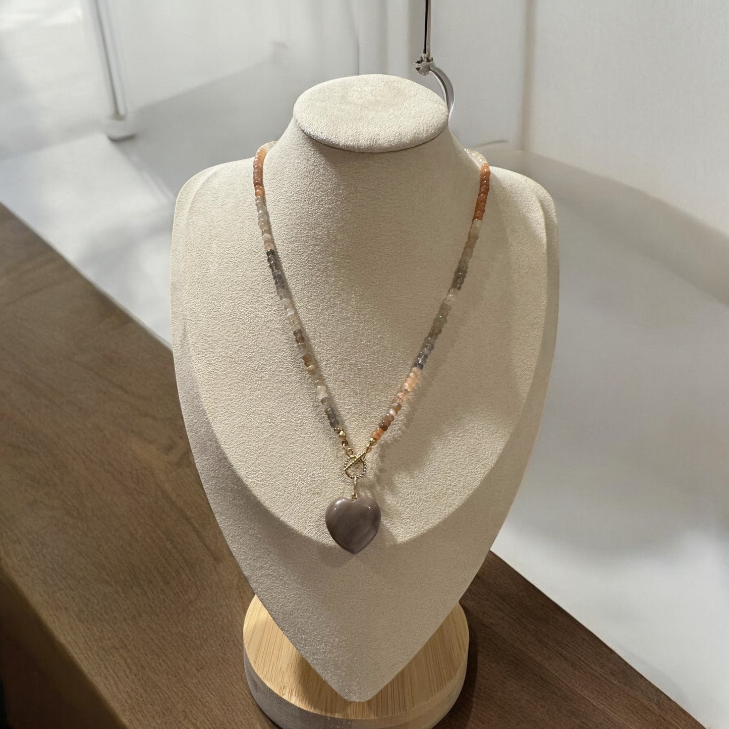 Moonstone Single Strand Necklace - 14K Gold Filled Toggle Clasp