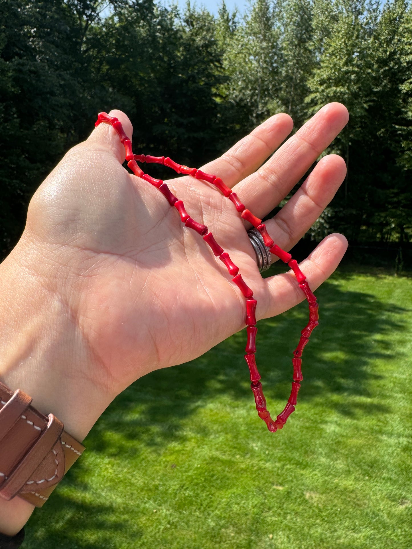 Sonja - Coral Necklace, Knotted in Silk Thread, 14K Gold Filled