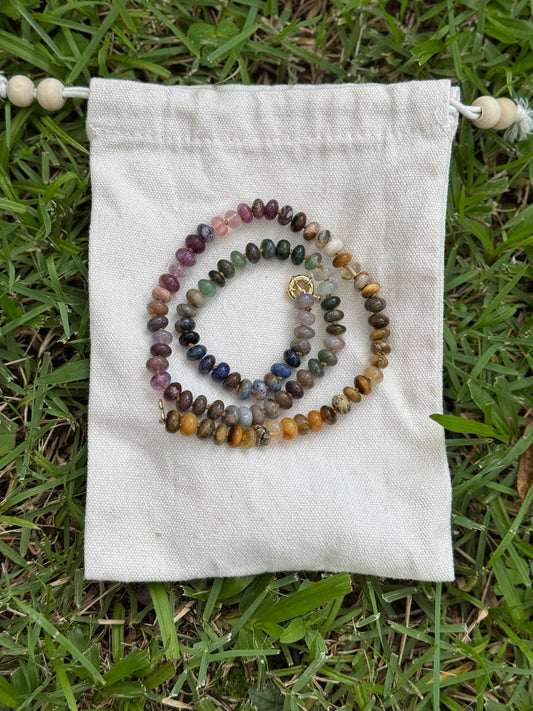 Terra Necklace - Hand-knotted Mixed Gemstones