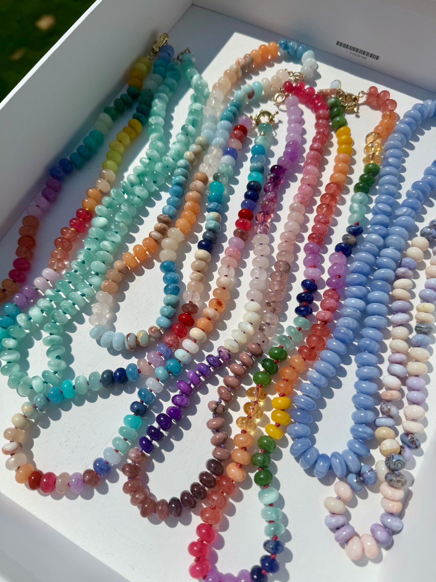 Charlotte - Green Moonstone Necklace, Natural Gemstones, Hand-knotted