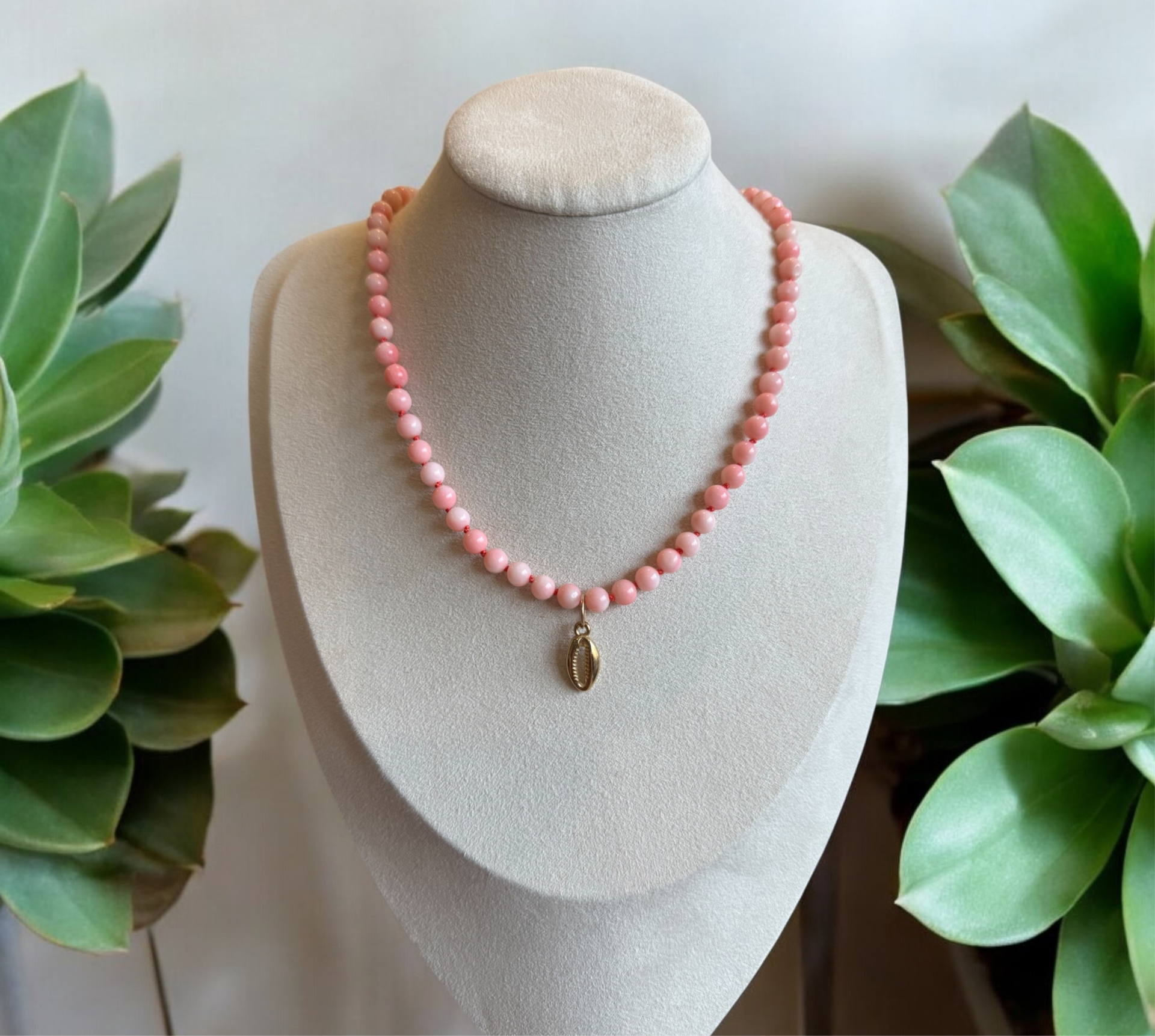 Lucy - Coral Necklace, Natural Gemstone, Silk Thread, Hand knotted