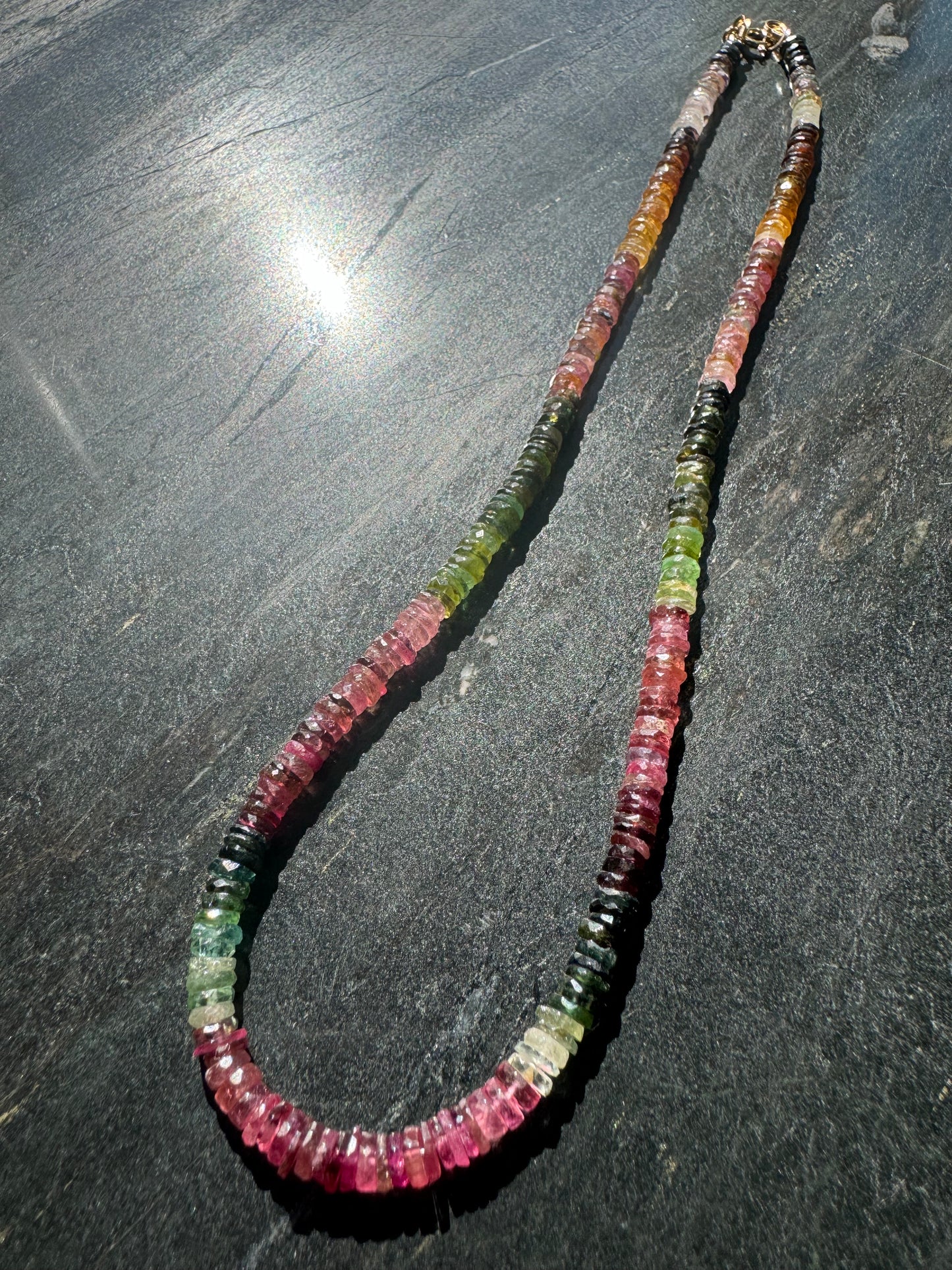 Aanya Necklace - Tourmaline Heishi 14K Gold Filled