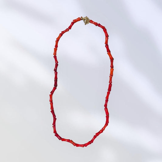 Sonja - Coral Necklace, Knotted in Silk Thread, 14K Gold Filled