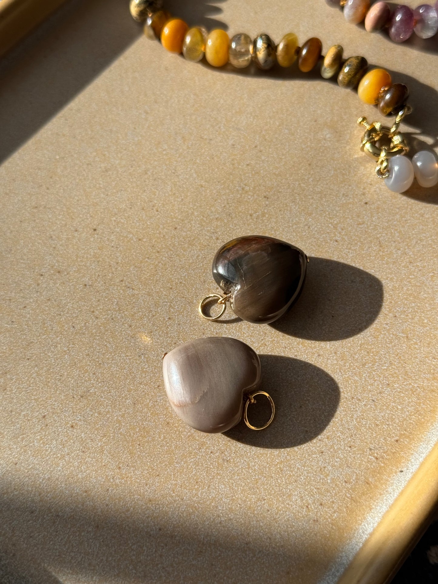 Natural Gemstones Heart Pendants