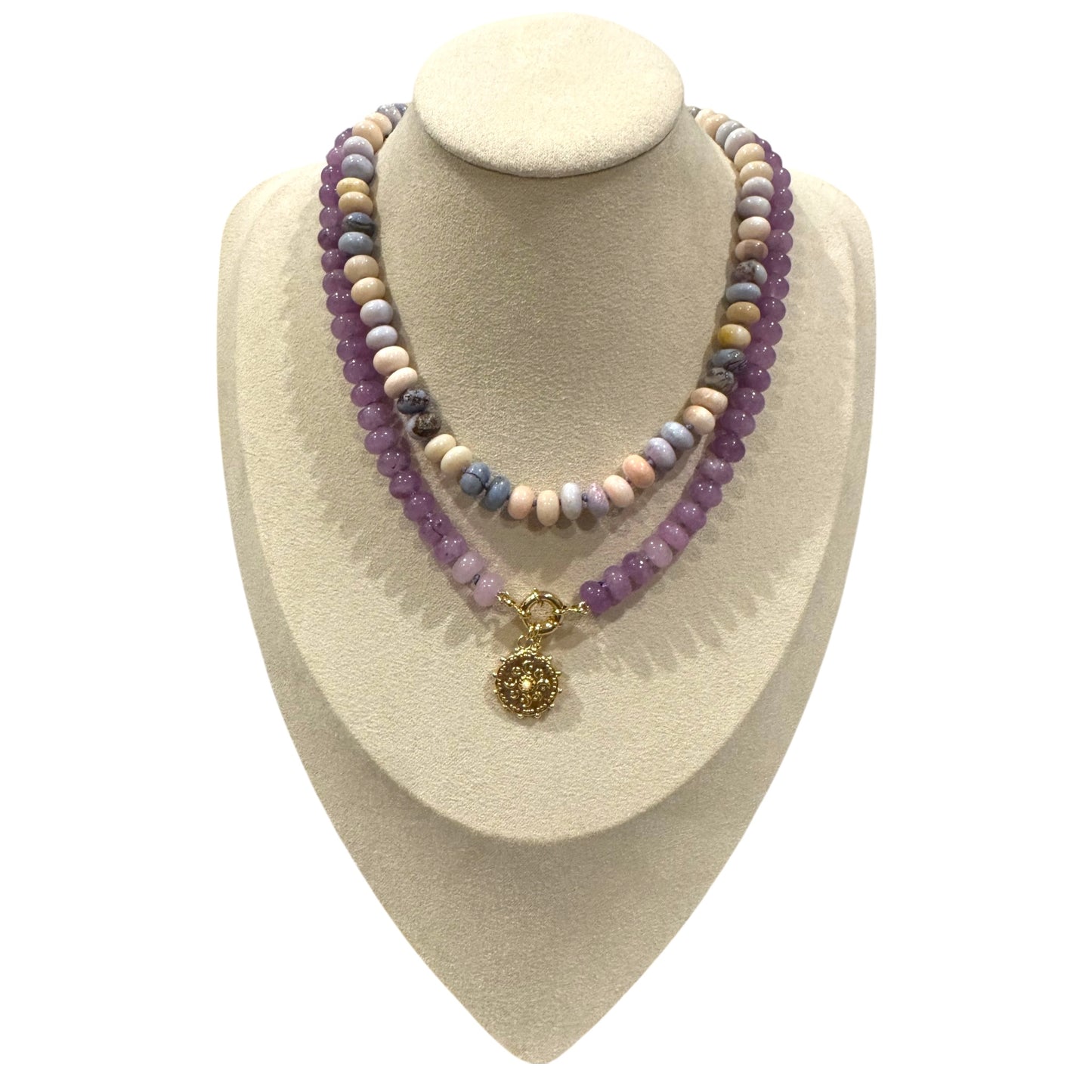 Sammy - Lavendar Jade Hand-knotted Gemstone Necklace